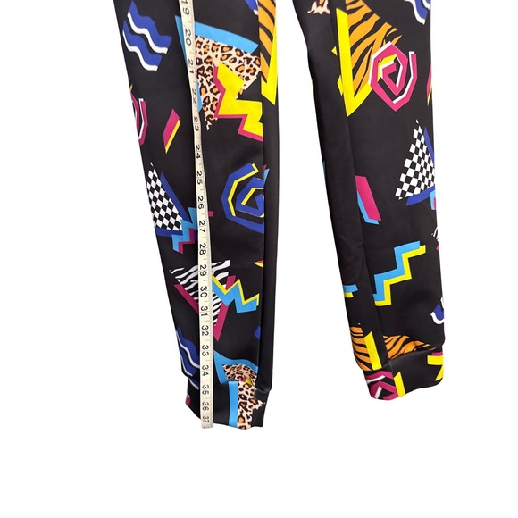 Retro 80s 90s Y2K Geometric Neon Print Jogger Sweatpants Unisex Small Like New - Picture 3 of 6